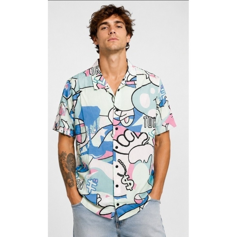 Reason Neo World Tokyo Japan Allover Print Small NWT New Excellent T70